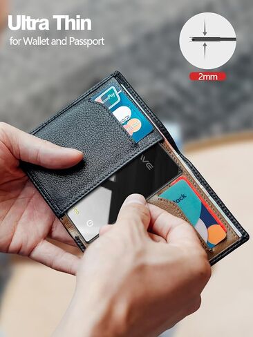 بطاقة تعقب المحفظة HiWe قابلة لإعادة الشحن، معتمدة من Apple MFi، مكتشف محفظة بلوتوث رفيعة 2 مم مع منبه عالٍ، تعمل مع Apple Find My (iOS فقط)، لجواز السفر والأمتعة، إلخ - أسود in Kuwait