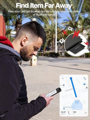 بطاقة تعقب المحفظة HiWe قابلة لإعادة الشحن، معتمدة من Apple MFi، مكتشف محفظة بلوتوث رفيعة 2 مم مع منبه عالٍ، تعمل مع Apple Find My (iOS فقط)، لجواز السفر والأمتعة، إلخ - أسود in Kuwait