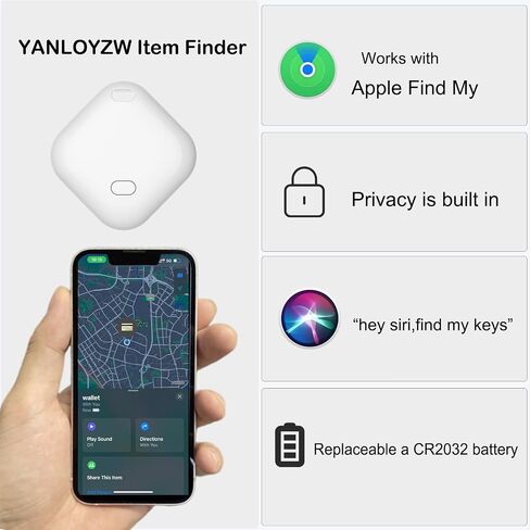 مكتشف المفاتيح، جهاز تعقب بلوتوث يعمل مع Apple Find My (iOS فقط)، جهاز تعقب صغير لتحديد موقع المفاتيح والحقائب والمحافظ وبطاريات ليثيوم CR2032 القابلة للاستبدال - عبوة واحدة in Saudi Arabia