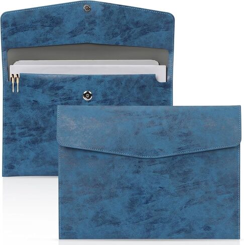 Toplive Document File Folder, Waterproof Thin PU Leather A4 Envelope Folder File Document Organizer Storage Case, Filing Envelope Folder with Magnetic Closure, Ash Black in Saudi Arabia