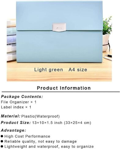 Freude Expanding File Folder - 2 Pcs 13 Pockets Accordion Folder with Handle, A4 Size Document Organizer with Colored Labels for Office Business Study Back to School in Saudi Arabia