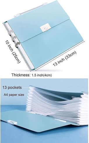 Freude Expanding File Folder - 2 Pcs 13 Pockets Accordion Folder with Handle, A4 Size Document Organizer with Colored Labels for Office Business Study Back to School in Saudi Arabia