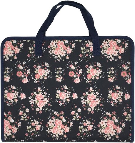 قماش مطبوع عليه زهور مقاس A4 مقاس 13 جيبًا، مجلد ملفات قابل للتوسيع، منظم مستندات الأكورديون مع مقبض محمول in Kuwait