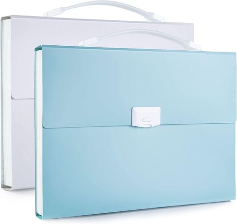 Freude Expanding File Folder - 2 Pcs 13 Pockets Accordion Folder with Handle, A4 Size Document Organizer with Colored Labels for Office Business Study Back to School in Saudi Arabia