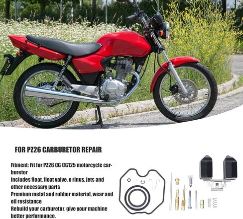 إصلاح المكربن ​​للدراجات النارية، طقم تصليح المكربن ​​المطاط + المعدن، لمكربن ​​الدراجة النارية PZ26 CG CG125 in Kuwait