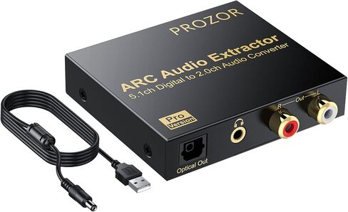 PROZOR HDMI مستخرج الصوت 192 كيلو هرتز DAC محول ARC مستخرج الصوت يدعم صوت HDMI الرقمي إلى صوت ستيريو تناظري RCA L/R محوري SPDIF ومحول صوت جاك ARC مقاس 3.5 مم in Kuwait