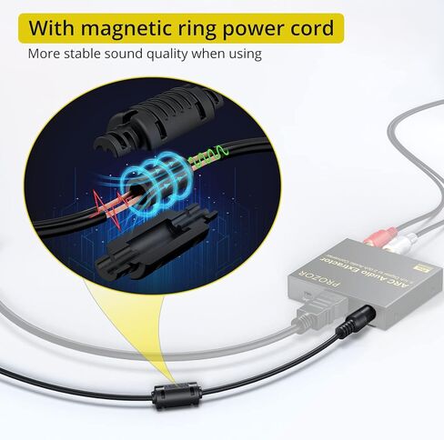 PROZOR HDMI مستخرج الصوت 192 كيلو هرتز DAC محول ARC مستخرج الصوت يدعم صوت HDMI الرقمي إلى صوت ستيريو تناظري RCA L/R محوري SPDIF ومحول صوت جاك ARC مقاس 3.5 مم in Kuwait