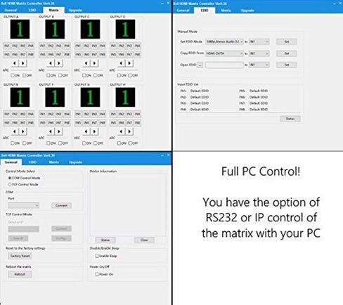 8x16 HDbaseT 4K Matrix SWITCHER 8x8 16x16 مع 8 أجهزة استقبال (CAT5e أو CAT6) HDMI HDCP2.2 توجيه HDTV SPDIF Audio CONTROL4 Savant Home Automation (8x16 HDbaseT Matrix - 230 قدم) in Kuwait