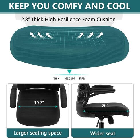 Ergonomic Home Office Chair High Back Office Desk Chair with Flip-up Arms, 2D Headrest, 135°Tilt, Computer Desk Chair with Adjustable Lumbar Support Swivel Task Office Chair in Saudi Arabia