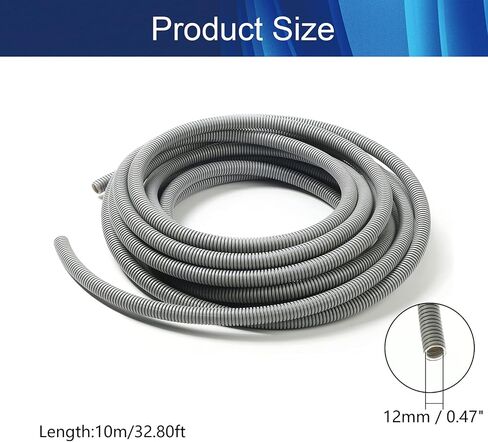 0.5inch ID 32.81FT Electrical Conduit Non-Split Wire Loom Tubing Corrugated Tube Flexible Polyethylene Hose Cover for Home Outdoor Automotive Marine Wire Harness Wrap Cover Sleeve Grey(1PCS) in Saudi Arabia