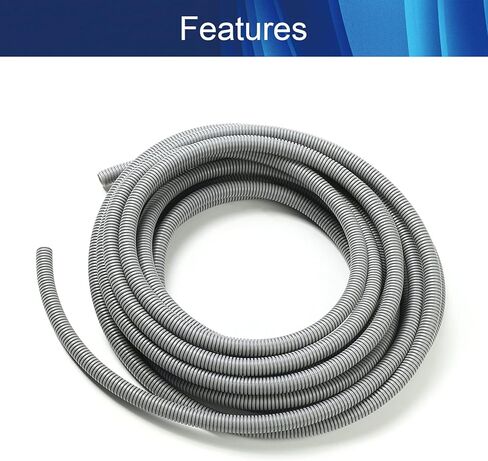 0.5inch ID 32.81FT Electrical Conduit Non-Split Wire Loom Tubing Corrugated Tube Flexible Polyethylene Hose Cover for Home Outdoor Automotive Marine Wire Harness Wrap Cover Sleeve Grey(1PCS) in Saudi Arabia