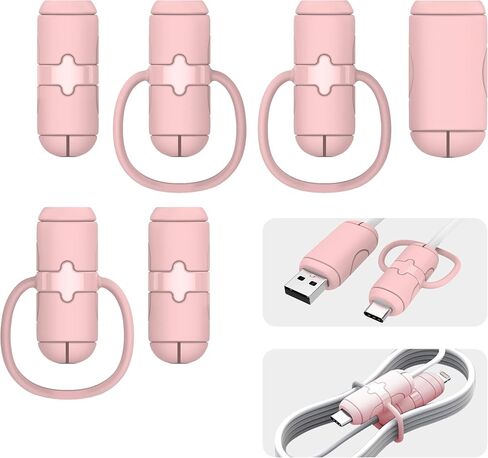 3 Sets Cable Protector (Lightening C & A to C & C to C) for iPhone/ipad USB Cable, Silicone Cord Protector for Laptop & ipad Android Cord Cover, Cable Sleeve, Cable Chomper (Pink) in Saudi Arabia