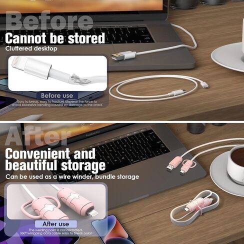 3 Sets Cable Protector (Lightening C & A to C & C to C) for iPhone/ipad USB Cable, Silicone Cord Protector for Laptop & ipad Android Cord Cover, Cable Sleeve, Cable Chomper (Pink) in Saudi Arabia