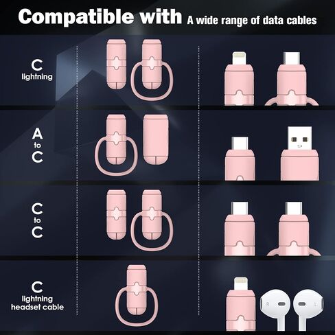 3 Sets Cable Protector (Lightening C & A to C & C to C) for iPhone/ipad USB Cable, Silicone Cord Protector for Laptop & ipad Android Cord Cover, Cable Sleeve, Cable Chomper (Pink) in Saudi Arabia