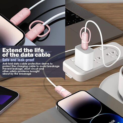 3 Sets Cable Protector (Lightening C & A to C & C to C) for iPhone/ipad USB Cable, Silicone Cord Protector for Laptop & ipad Android Cord Cover, Cable Sleeve, Cable Chomper (Pink) in Saudi Arabia