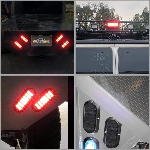 Partsam 2Pcs 6.5" Oval Red Led Trailer Tail Lights 21LED Surface Mount Oval Smoke LED Brake Stop Turn Tail Lights Trailer Truck RV Sealed Faceted Trailer Taillights w Red Reflector Flange Mount in Saudi Arabia