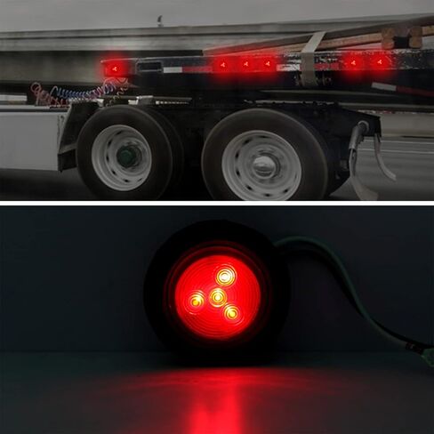 2 بوصة LED ضوء علامة جانبية مستديرة مع حامل فلوش جروميت 4LED، (5 كهرمان + 5 أحمر) مختومة 2 مصابيح LED مستديرة شاحنة مقطورة مع عدسة عاكسة 10 قطع in Kuwait