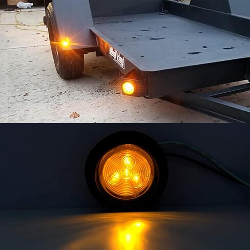 2 بوصة LED ضوء علامة جانبية مستديرة مع حامل فلوش جروميت 4LED، (5 كهرمان + 5 أحمر) مختومة 2 مصابيح LED مستديرة شاحنة مقطورة مع عدسة عاكسة 10 قطع in Kuwait