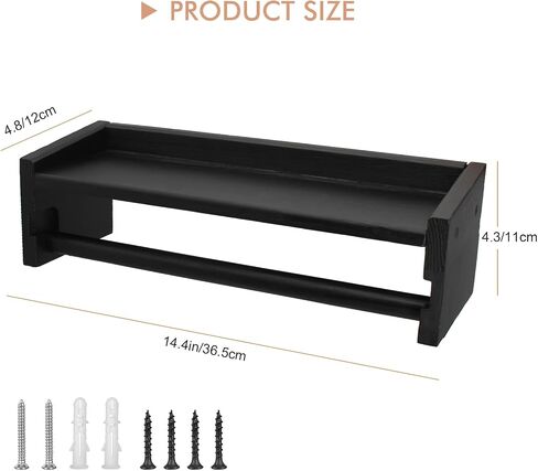 WANLIAN Medal Hanger Trophy Shelf, Wooden Medal Holder Trophy Rack with Shelf, Wall Mounted Metal Hanger Trophy Race Medal Display, Black in Saudi Arabia