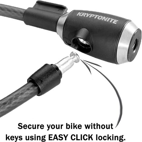كابل قفل الدراجة Kryptonite KryptoFlex، بطول 2FT/6FT بطول 15 مم، كابل فولاذي مضفر شديد التحمل مضاد للسرقة للمعدات الخارجية، قفل الدراجة المجمع/المفتاح in Saudi Arabia
