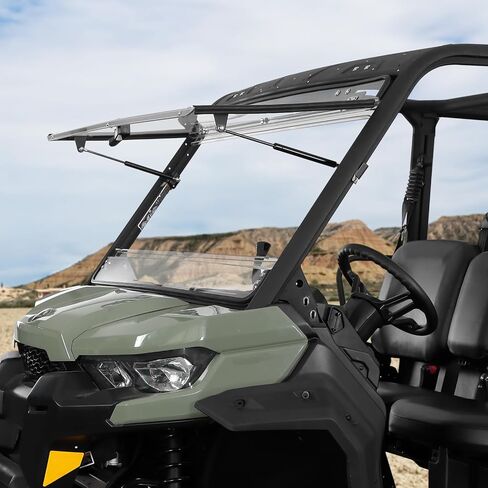 KEMIMOTO 2-in-1 Flip Windshield Front Windscreen Compatible with Can Am Defender HD5/ HD8/ HD10/ Max- 1/ 5" Thick Polycarbonate 250 Times Stronger than Glass - Open, Vented Or Closed Mode in Saudi Arabia