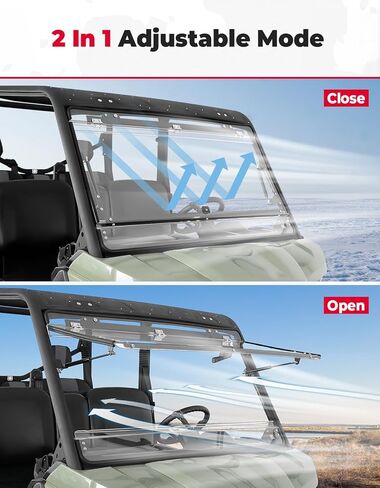 KEMIMOTO 2-in-1 Flip Windshield Front Windscreen Compatible with Can Am Defender HD5/ HD8/ HD10/ Max- 1/ 5" Thick Polycarbonate 250 Times Stronger than Glass - Open, Vented Or Closed Mode in Saudi Arabia