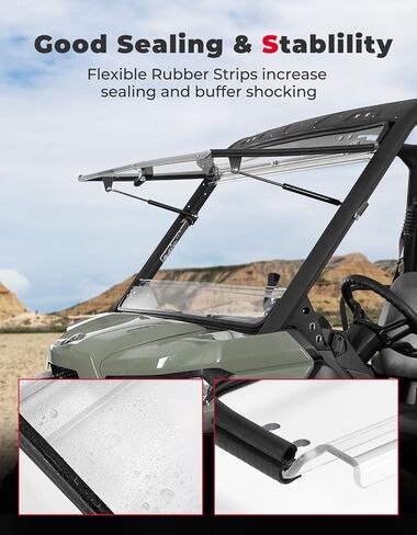KEMIMOTO 2-in-1 Flip Windshield Front Windscreen Compatible with Can Am Defender HD5/ HD8/ HD10/ Max- 1/ 5" Thick Polycarbonate 250 Times Stronger than Glass - Open, Vented Or Closed Mode in Saudi Arabia
