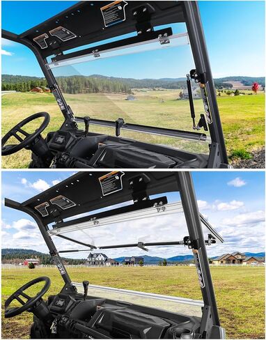 KEMIMOTO 2-in-1 Flip Windshield Front Windscreen Compatible with Can Am Defender HD5/ HD8/ HD10/ Max- 1/ 5" Thick Polycarbonate 250 Times Stronger than Glass - Open, Vented Or Closed Mode in Saudi Arabia