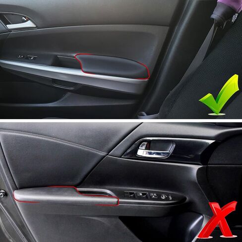 متوافق مع غطاء مسند الذراع لألواح أبواب Honda Accord 2008-2012، قطعتان من غطاء مسند الذراع للوحة الباب من جلد البولي يوريثان للوحة الباب الأمامية Accord EX/EX-L/LX/LX-P/SE (أسود) (غير مناسب لطراز الكوبيه) in Saudi Arabia