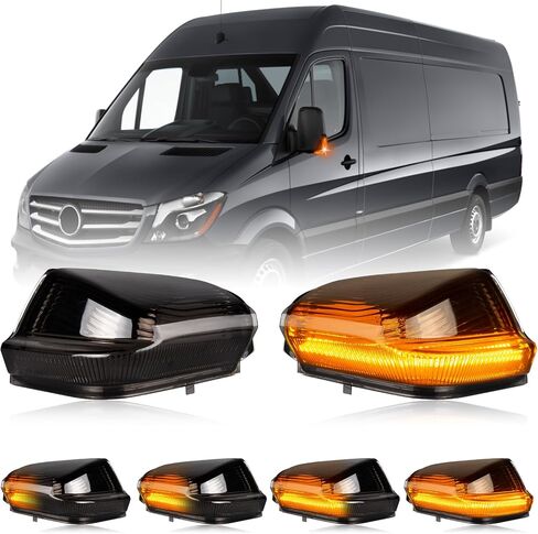 Gempro LED Side Mirror Turn Signal Lights Sequential Amber Mirror Indicator Lamps for 2006-2021 Mercedes Benz Sprinter W906 VW Crafter (Clear Len) in Saudi Arabia