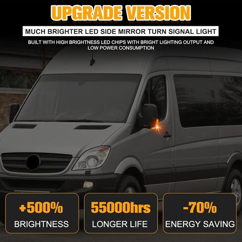 Gempro LED Side Mirror Turn Signal Lights Sequential Amber Mirror Indicator Lamps for 2006-2021 Mercedes Benz Sprinter W906 VW Crafter (Clear Len) in Saudi Arabia