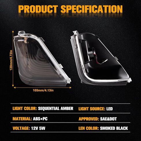 Gempro LED Side Mirror Turn Signal Lights Sequential Amber Mirror Indicator Lamps for 2006-2021 Mercedes Benz Sprinter W906 VW Crafter (Clear Len) in Saudi Arabia