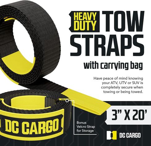 Recovery Tow Strap 3 in x 20 Feet – Lab-Tested 31,518lb Break Strength – Heavy-Duty Tow Straps with Triple-Reinforced Loop Ends – Ultimate Tow Rope for Peace of Mind in Saudi Arabia