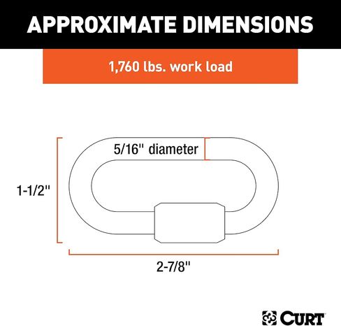 CURT 82900 Threaded Quick Link Trailer Safety Chain Hook Carabiner Clip, 5/16-Inch Diameter, 8,800 lbs Break Strength in Saudi Arabia