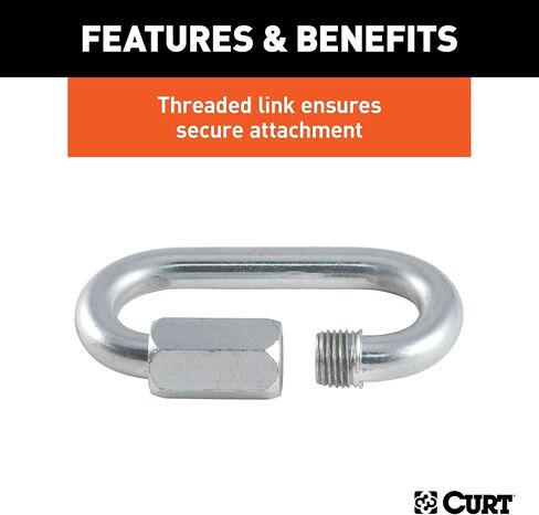 CURT 82900 Threaded Quick Link Trailer Safety Chain Hook Carabiner Clip, 5/16-Inch Diameter, 8,800 lbs Break Strength in Saudi Arabia