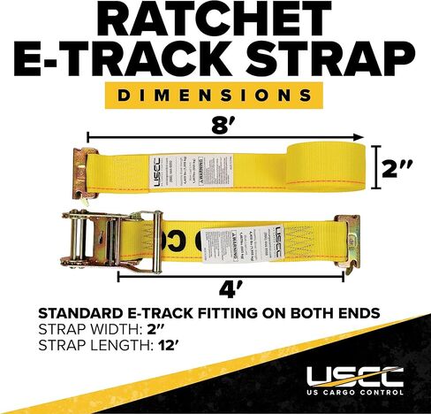 أشرطة سقاطة E-Track للتحكم في البضائع الأمريكية (8 عبوات)، 2 بوصة × 12 قدم، أشرطة ETrack صفراء شديدة التحمل مع نهاية ثابتة 4 أقدام وتركيبات زنبركية، 1,467 رطل. حد حمل العمل، أشرطة السقاطة اللوجستية in Kuwait