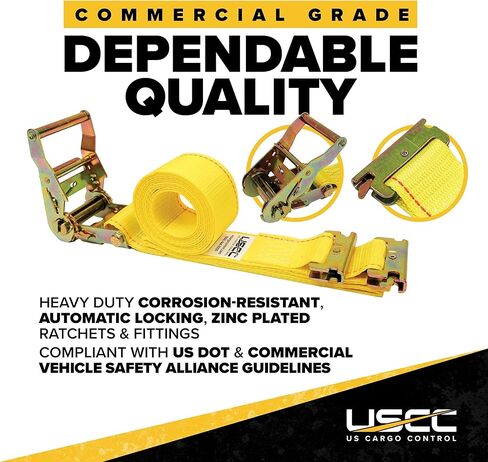 أشرطة سقاطة E-Track للتحكم في البضائع الأمريكية (8 عبوات)، 2 بوصة × 12 قدم، أشرطة ETrack صفراء شديدة التحمل مع نهاية ثابتة 4 أقدام وتركيبات زنبركية، 1,467 رطل. حد حمل العمل، أشرطة السقاطة اللوجستية in Kuwait