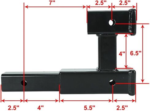 مقطورة 2 بوصة وصلة وصلة مزدوجة محول تمديد 9-1/2 بوصة لسحب حامل الدراجة، GTW 5,000 رطل، مع دبوس ومشبك in Kuwait
