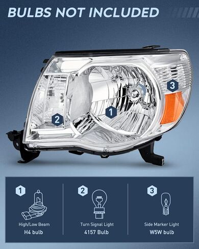 مجموعة المصابيح الأمامية Nilight لـ 2005 2006 2007 2008 2009 2010 2011 Toyota Tacoma استبدال المصابيح الأمامية باللون الأسود عاكس العنبر، ضمان لمدة عامين in Saudi Arabia