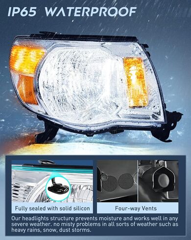 مجموعة المصابيح الأمامية Nilight لـ 2005 2006 2007 2008 2009 2010 2011 Toyota Tacoma استبدال المصابيح الأمامية باللون الأسود عاكس العنبر، ضمان لمدة عامين in Saudi Arabia