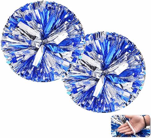 GAKA Cheerleading Pom Poms Cheer Pom Poms for Sports Team Spirit of Children and Adults Cheering,Blue Silver,12 inch,2 PCS in Saudi Arabia