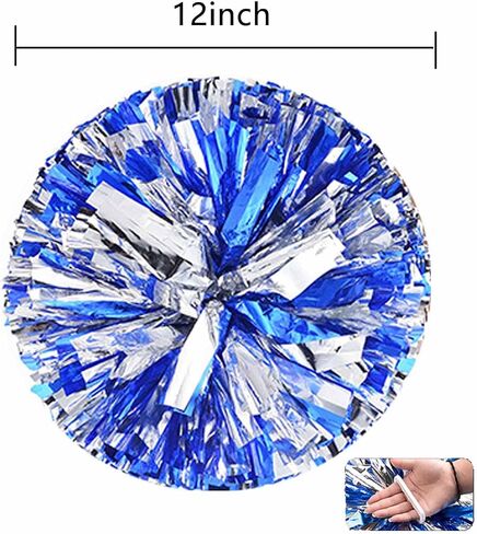 GAKA Cheerleading Pom Poms Cheer Pom Poms for Sports Team Spirit of Children and Adults Cheering,Blue Silver,12 inch,2 PCS in Saudi Arabia