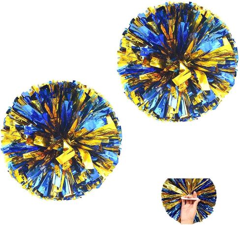 GAKA Cheerleading Pom Poms Cheer Pom Poms for Sports Team Spirit of Children and Adults Cheering,Blue Silver,12 inch,2 PCS in Saudi Arabia