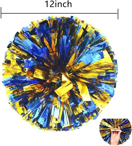 GAKA Cheerleading Pom Poms Cheer Pom Poms for Sports Team Spirit of Children and Adults Cheering,Blue Silver,12 inch,2 PCS in Saudi Arabia