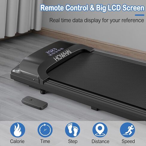 وسادة المشي، جهاز مشي تحت المكتب، جهاز مشي محمول مع جهاز تحكم عن بعد وشاشة LED، جهاز ركض للاستخدام المنزلي والمكاتب (ضمان لمدة عامين، أسود) in Kuwait