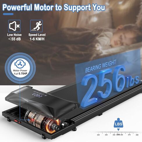 وسادة المشي، جهاز مشي تحت المكتب، جهاز مشي محمول مع جهاز تحكم عن بعد وشاشة LED، جهاز ركض للاستخدام المنزلي والمكاتب (ضمان لمدة عامين، أسود) in Kuwait