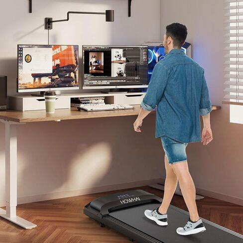 وسادة المشي، جهاز مشي تحت المكتب، جهاز مشي محمول مع جهاز تحكم عن بعد وشاشة LED، جهاز ركض للاستخدام المنزلي والمكاتب (ضمان لمدة عامين، أسود) in Kuwait