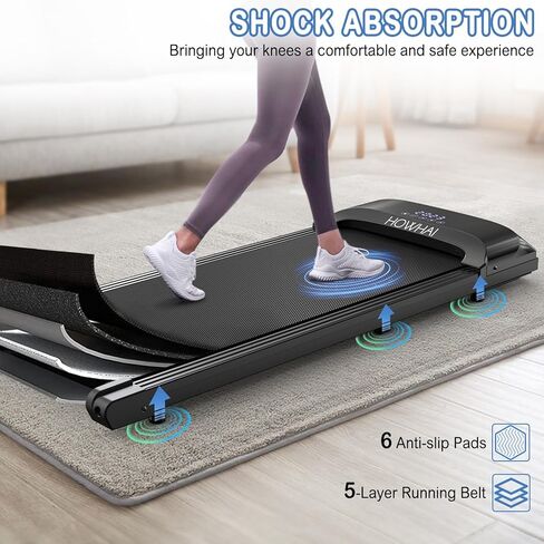 وسادة المشي، جهاز مشي تحت المكتب، جهاز مشي محمول مع جهاز تحكم عن بعد وشاشة LED، جهاز ركض للاستخدام المنزلي والمكاتب (ضمان لمدة عامين، أسود) in Kuwait