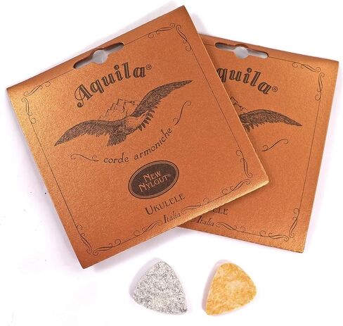 2-Pack Aquila New Nylgut 7U Concert Ukulele Strings 23 inch Regular High G with 2 Free Felt Picks in Kuwait