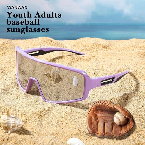 نظارات شمسية رياضية للرجال والنساء من WANWAN، نظارات بيسبول لركوب الدراجات والجري والكرة اللينة 80s 90s للشباب والبالغين ظلال قناع in Kuwait